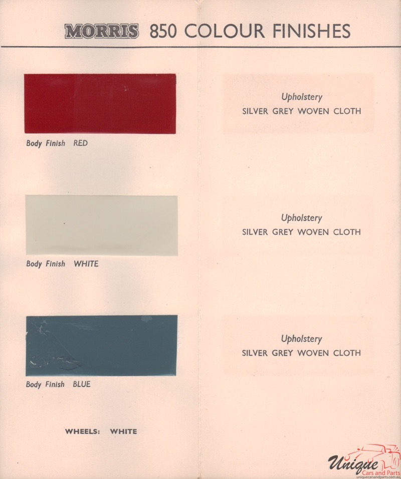 1960 Morris 850 Corporate Paint Charts 1
